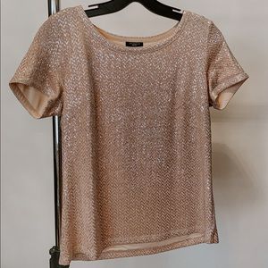 Ann Taylor Petite boxy fit pale pink shimmer top.